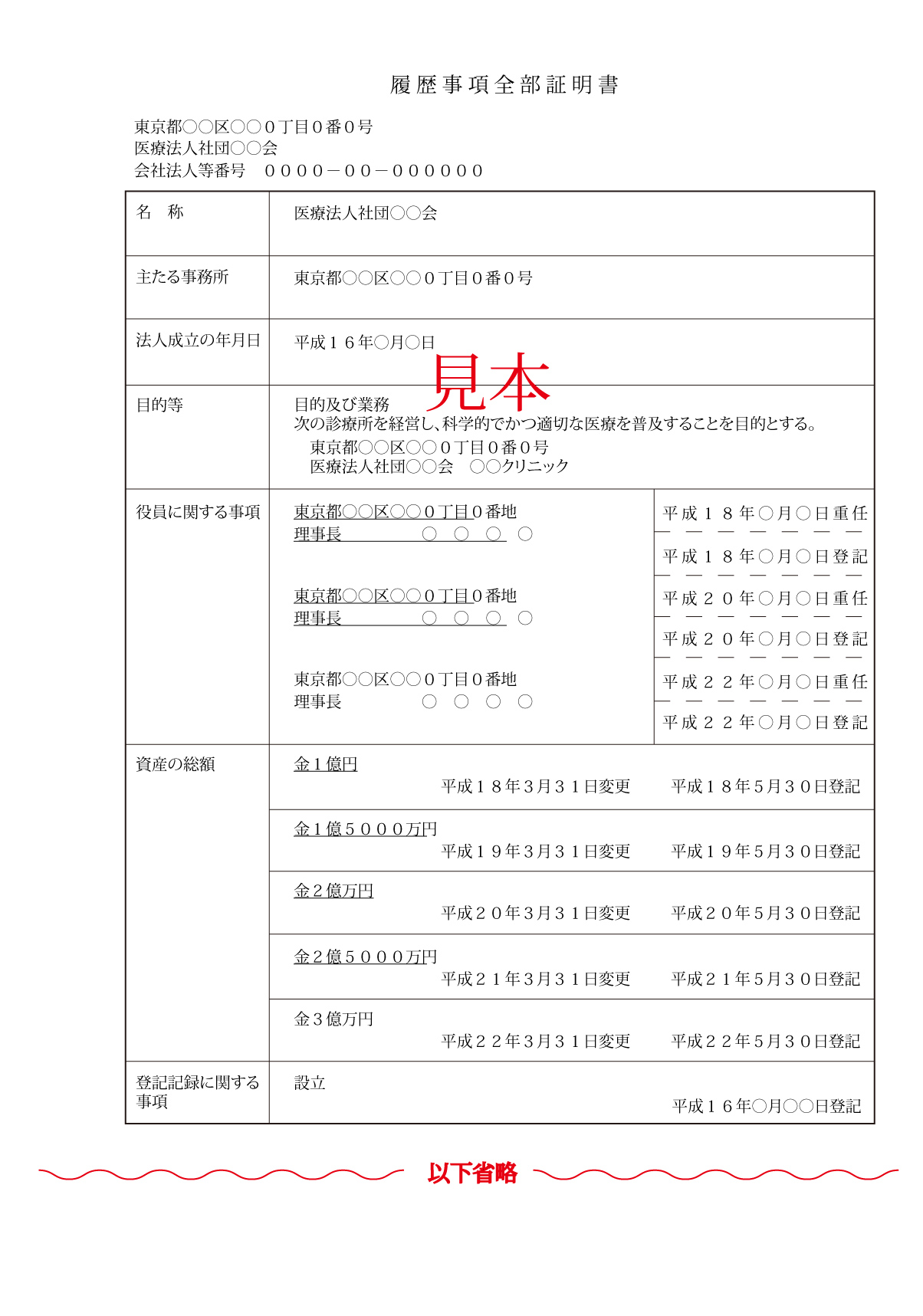 医療 法人 資産 の 総額 登記